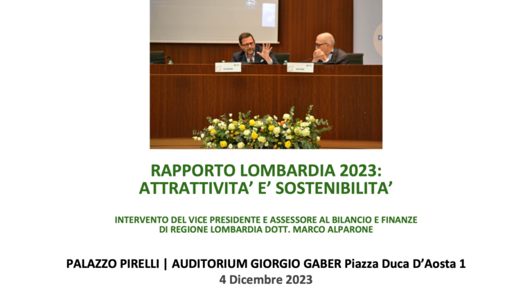 Rapporto Lombardia 2023 – Attrattività è Sostenibilità